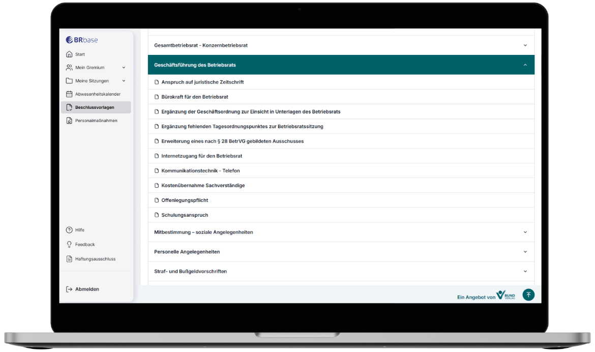 meinBRbase Beschlussvorlagen