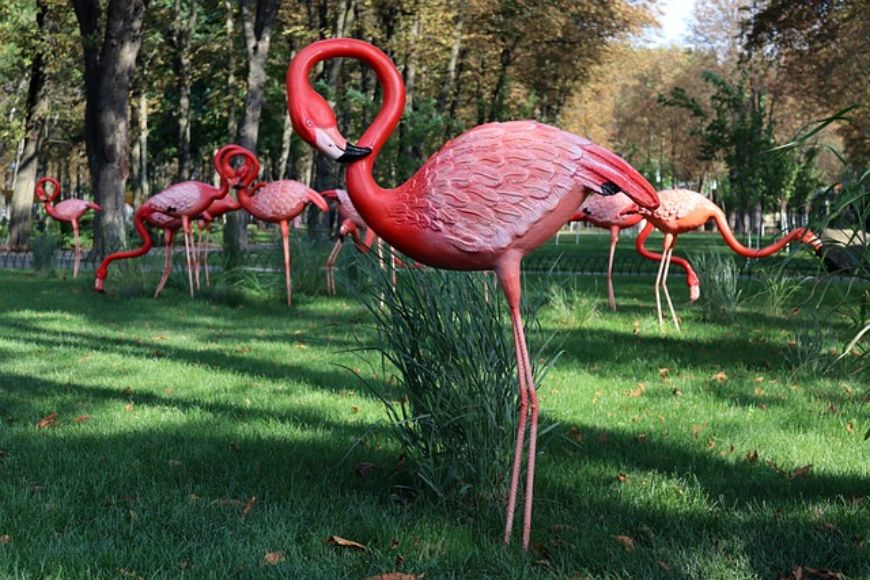 Flamingo Figur Kunststoff Plastik Park